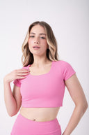 Top Cropped Feminino com Manga - Rosa