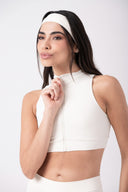 Top Cropped com Zíper Off White