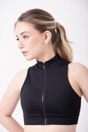 Top Cropped com Zíper Preto AZA