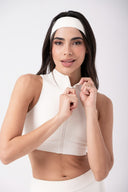 Top Cropped com Zíper Off White