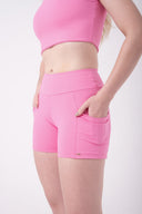 Shorts Fitness Feminino Rosa com Bolso AZA